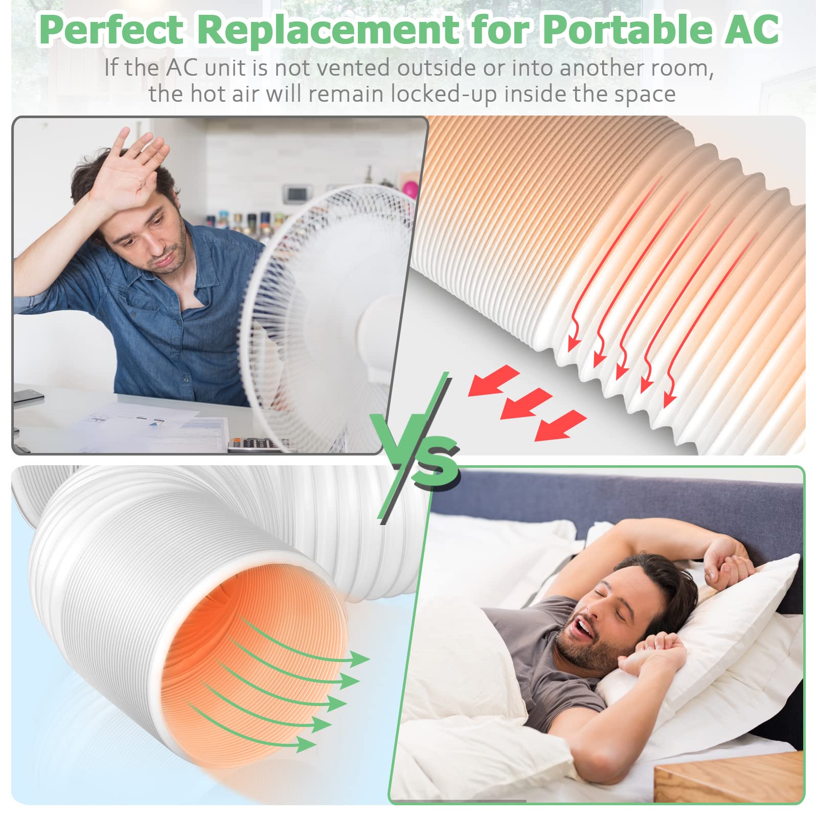 Air Conditioner Exhaust Vent Hose - 5.9 inch Diameter, 80" Length, Universal Counter-Clockwise Thread Air Vent Compatible with Whynter, Frigidaire, LG, Delonghi Toshiba, Delonghi, JHS
