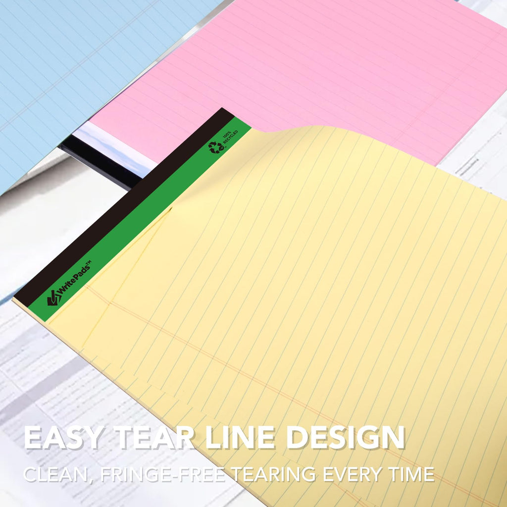 KAISA Colored Legal Pad 15lb Recycled Paper Writing Pad, 4pcs 5"x8" Legal Ruled and 4pcs 8.5" x 11.75" Wide Ruled, 50 Sheets, Mixed 8-Pack, KSU-7358