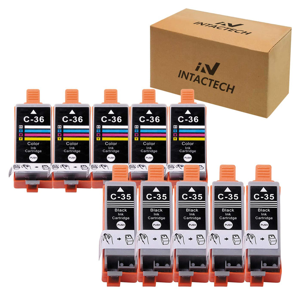 PGI-35 CLI-36 Ink Cartridges for Canon PIXMA TR150 TR152 TR160 iP110 iP100 mini260 mini320, 10 Pack Replacement 5 Black 5 Tri-Color