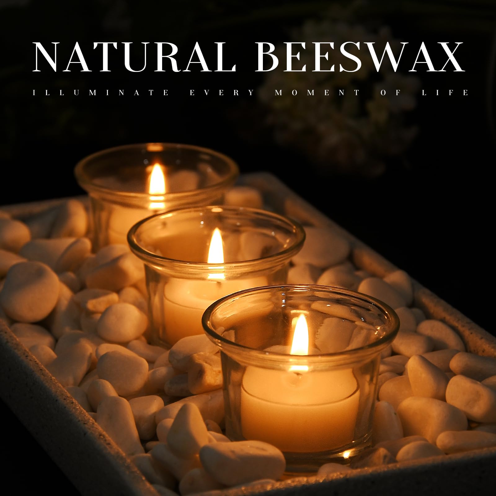 12pcs Natural Beeswax Tealight Candles - Organic Candle Honey Scent Smokeless Clean Burning