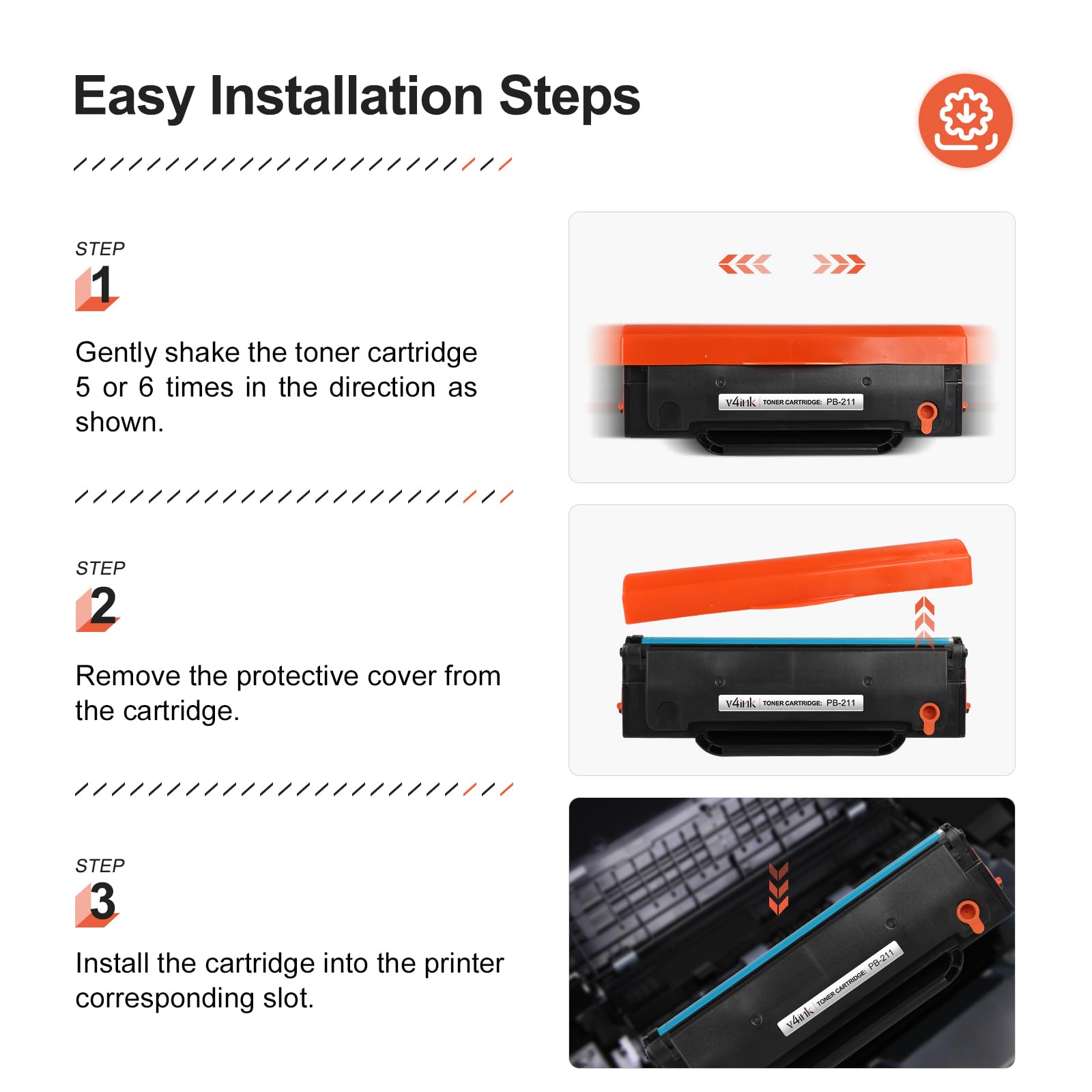 V4ink PB211 Toner Cartridge Replacement for Pantum PB-211 PB211EV Work with Pantum P2500W P2502W M6550 M6550NW M6600 M6600NW M6552NW Printer