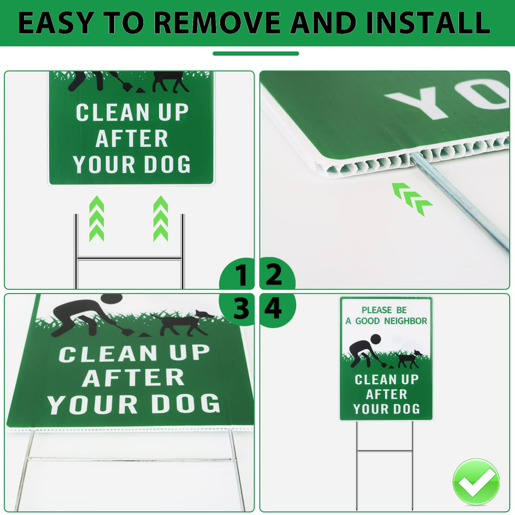 Eyoloty Please Clean Up After Your Dog Sign,13"x10" Please Be a Good Neighbor Sign with Metal Stake,No Dog Poop Signs for Yard,Double Sided UV Printed,Dog Poop Lawn Signs,Weather Resistant (3 Pack)