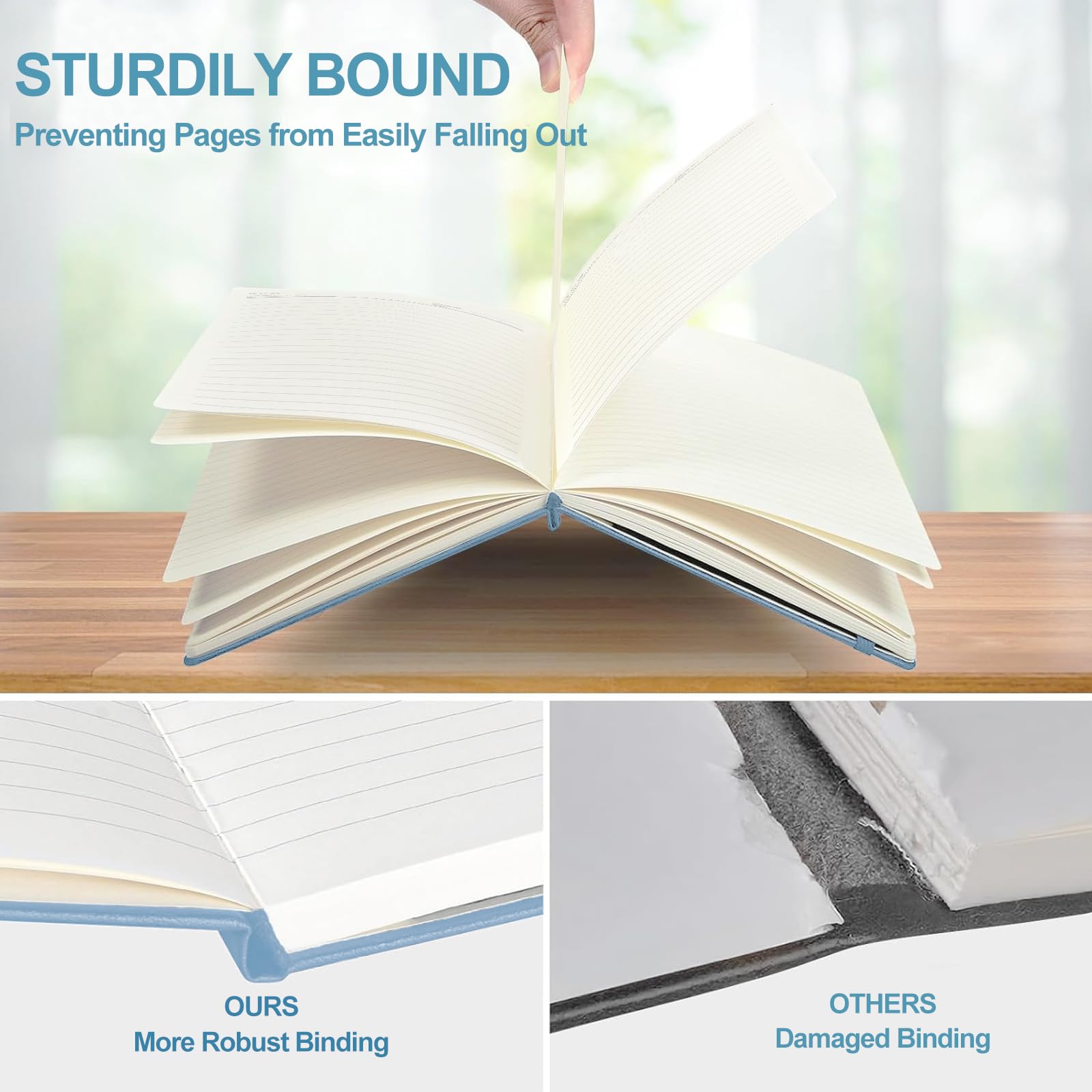 3 Pack Leather Notebook Set with 3 Pens, A5 College Ruled Notebook,480 Pages Hardcover Notebook,Diary Journal for Office, School, Writing(3 Colors 20.8cm x14.5cm)