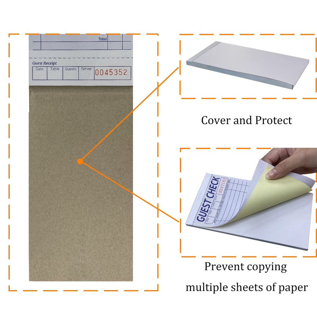 suituts 12 Pack Guest Check Books Server Waitress Pads, 2-Part Carbonless Order Pads for Restaurants, Server, Waiter, 50 Sheets Per Server Pads Total 600, Extra 3 Clips