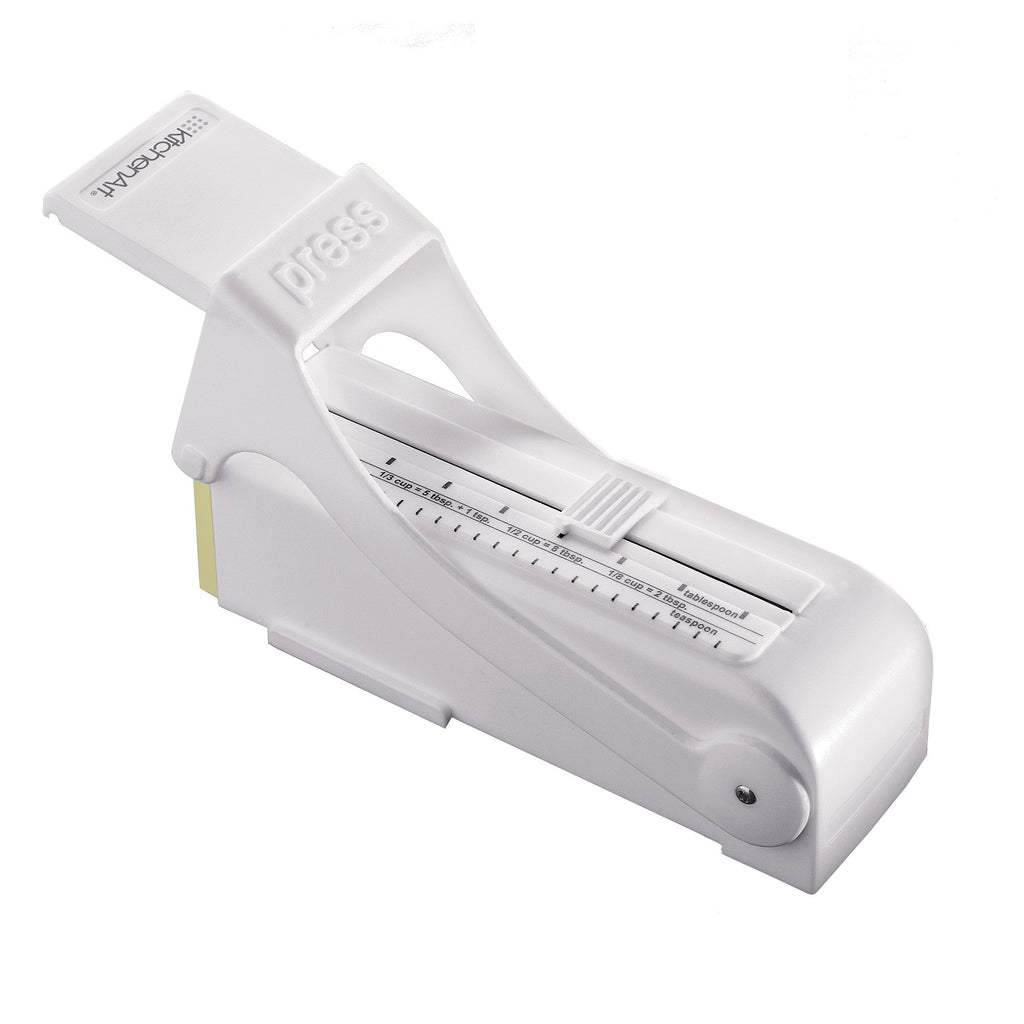 KitchenArt 32000 Buttermate Butter Cutter Slicer, Measuring Dispenser and Keeper, White - One Stick Capacity