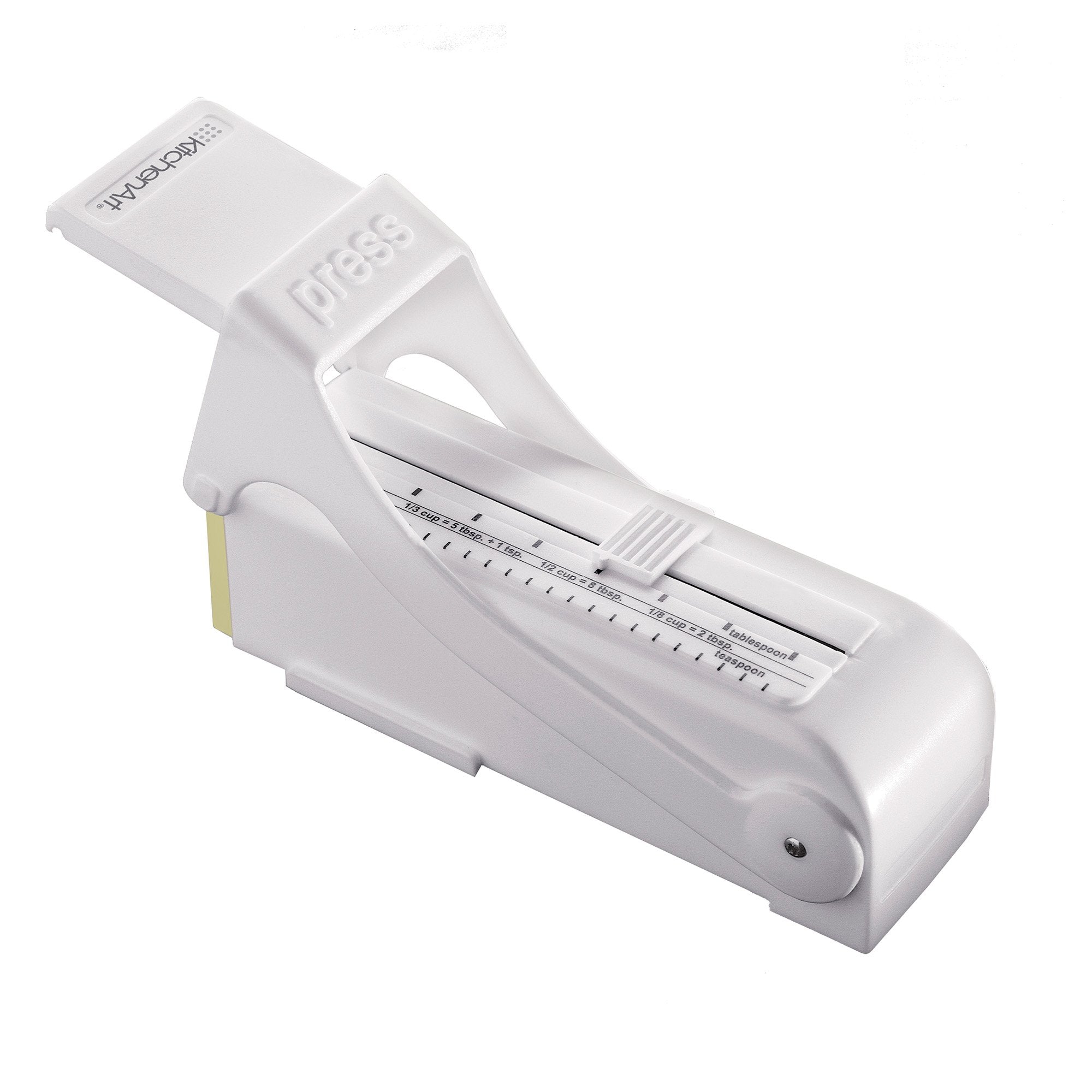 KitchenArt 32000 Buttermate Butter Cutter Slicer, Measuring Dispenser and Keeper, White - One Stick Capacity