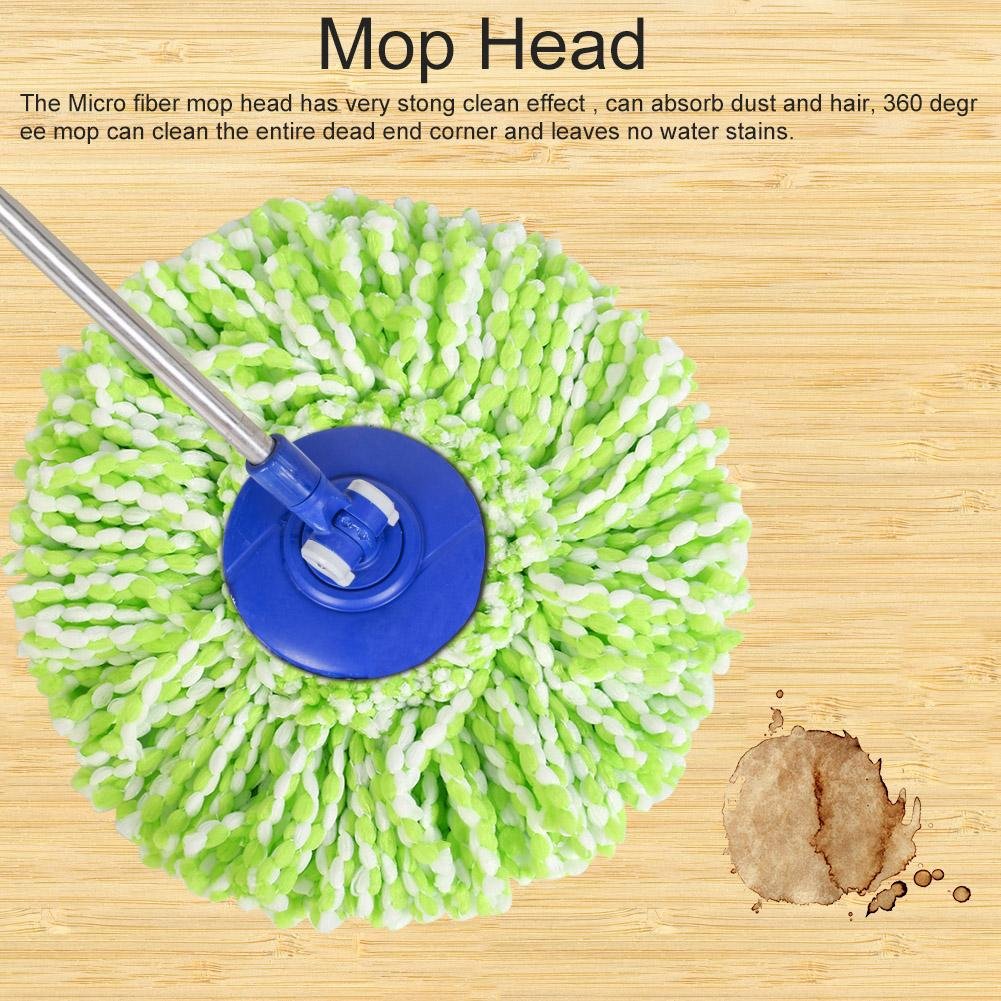 Spin Mop Head Refills Microfiber Round Spin Mop Head Replacement for Universal Spin Mop System for Home Commercial Use (Green White)