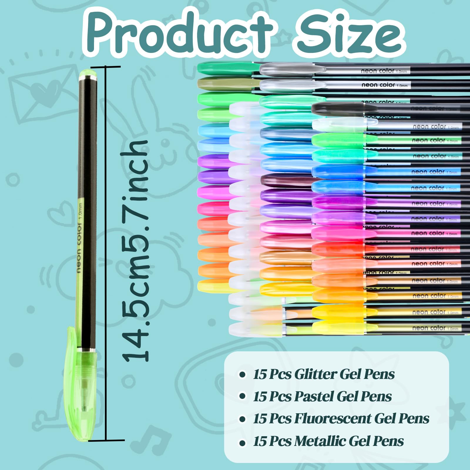 BQUKKIMAG 60Pack Glitter Gel Pens Set, Vibrant Metallic and Shimmer Gel Pens for Artists, No-Skip Ink Fine Tip Pens for Sketching, Painting, Adult Coloring