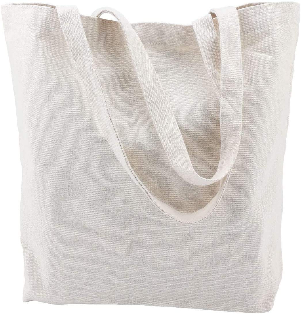 Canvas Tote Bags with Bottom Gusset, 6x Segarty Large and Heavy Duty 12Oz Blank Cotton Cloth Reusable Bags for DIY Crafts, Shopping, Groceries, Books, Welcome Bag, Diaper Bag, Beach (20''x15''x7.7'')