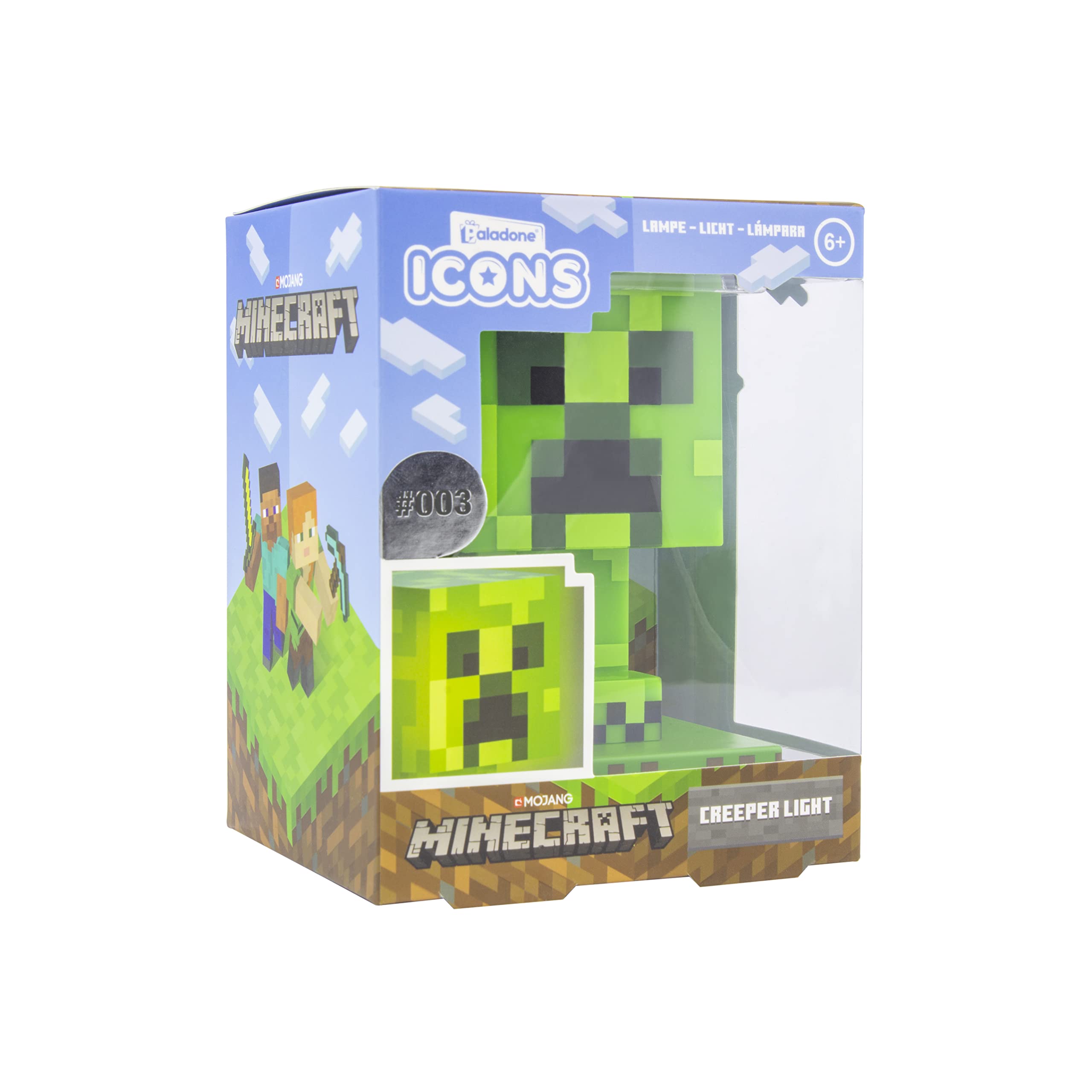 Minecraft Creeper Light, 3D Lamp - Officially Licensed Night Light - 12 cm Tall, Battery Powered, Gaming Room & Bedroom Decor for Minecraft Gamers | Paladone