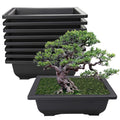 YaeTool 8Pcs 8.9" Large Plastic Bonsai Training Pots Flower Plant Retro Style Square Nursery Pots Retro Style