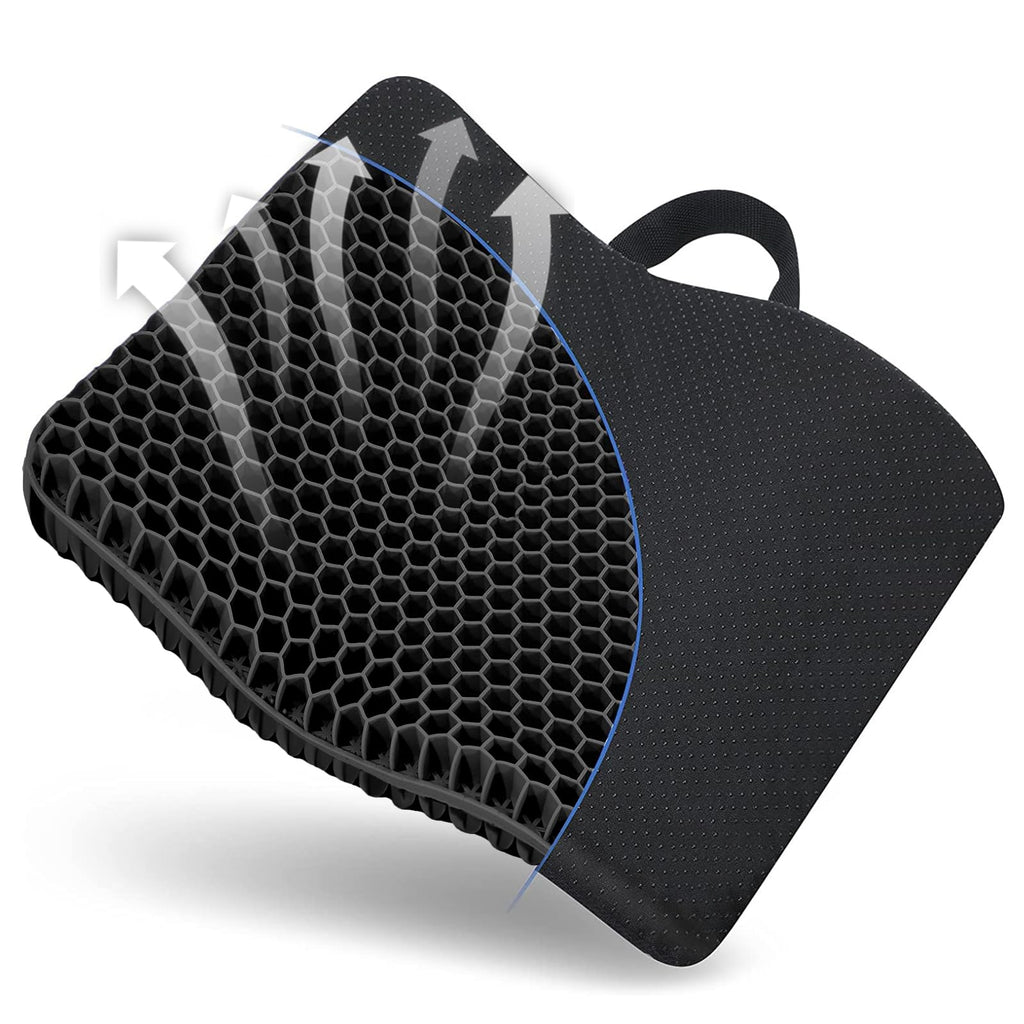 Gel Seat Cushion -for Long Sitting, Double Layer Breathable Honeycomb Chair Cushion with Non-Slip Cover for Ergonomic Support Pressure Cushion, for Office Chair, Cars, Long Trips，Durable,Portable