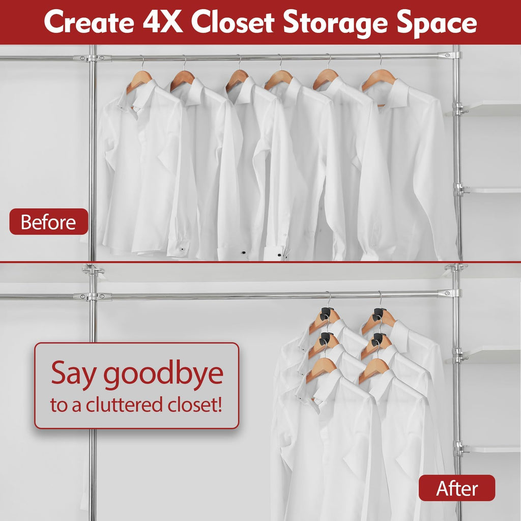 Latoxcaa Space Saving Hanger Hooks 30Pcs, Upgrade Heavy Duty Space Saver Hangers Connector Hooks for Clothes, Premium Hanging Closet Organizer for Dorm, Ganchos para Colgar Ropa, Black