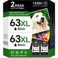 Printer Ink 63XL Black for HP 63 Ink Cartridges |2 Pack 63 XL High Yield Replacements for HP 63 Black Ink Work with OfficeJet 3830 3833 4650 5200 Envy 4510 4520 4512 Deskjet 1112 2130 3630 Printer