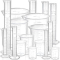 Bekith 18 Pack Plastic Clear Graduated Cylinders and Measuring Beakers Set, 10ml, 25ml, 50ml, 100ml Cylinders with 50ml, 100ml, 250ml, 500ml, 1000ml Beakers