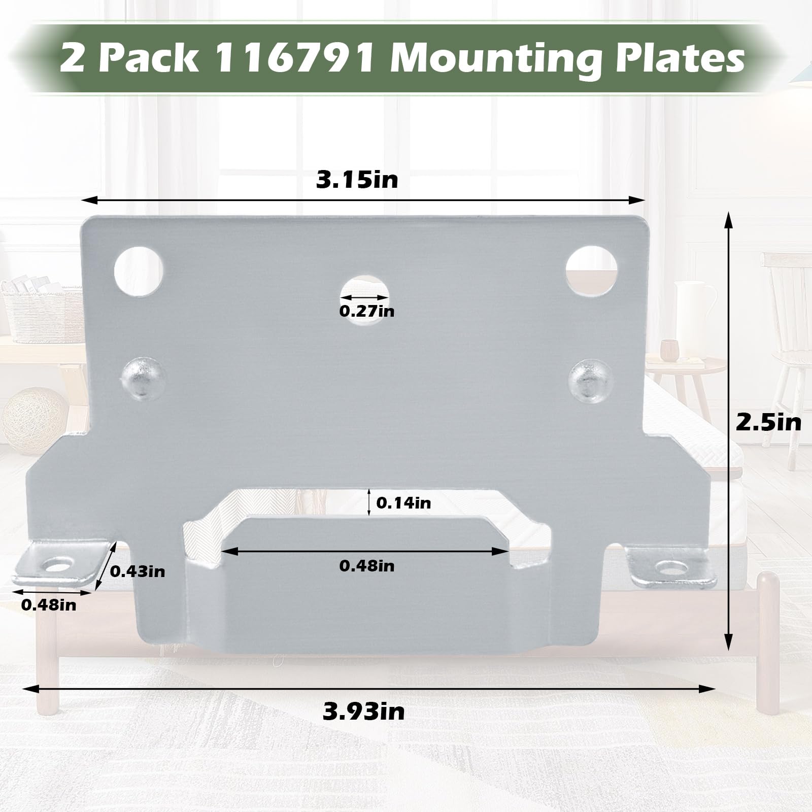 116791 Mounting Plate Bed Frame Mounting Plates/Brackets Replacement for lKEA Bed Frame Part # 116791 Fits for Hemnes Malm Brimnes Tarva Kritter (2 Packs)