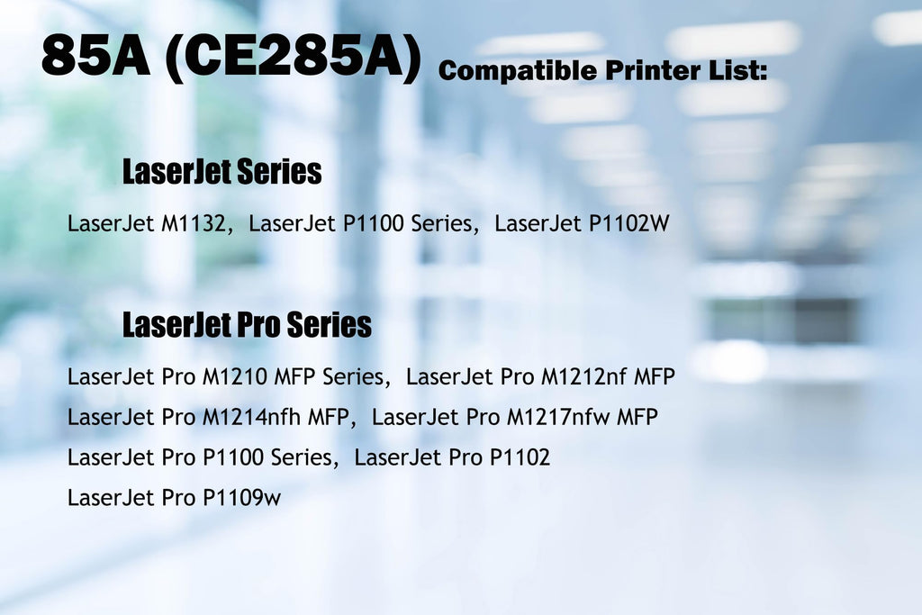 Ultra Toner® Compatible Replacement for HP 85A CE285A Black Toner Cartridge Laserjet Pro P1102 P1102w P1109w M1130 M1132 M1134 M1136 M1137 M1138 M1139 M1212nf M1213nf M1214nfh M1216nfh M1217nfw (1PK)