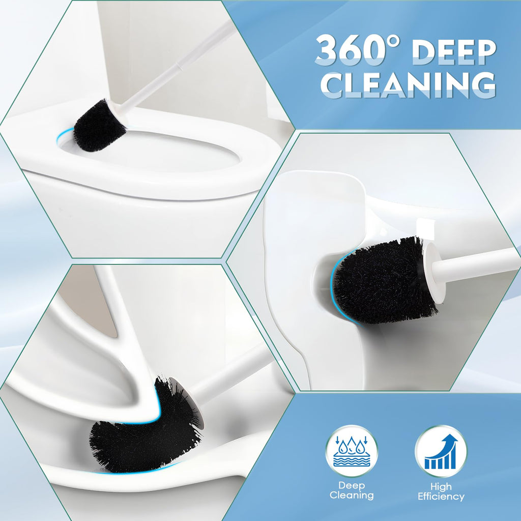 Toilet Brush and Holder Set, 2 Pack Toilet Bowl Cleaner Brush with Long Handle for Bathroom Drip-Proof Deep Cleaning