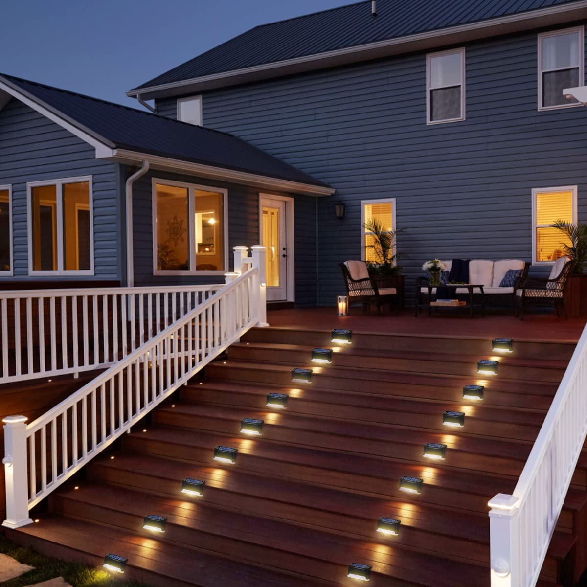 Solar Lights Outdoor Waterproof, 16 Pack Outdoor Solar Lights, Solar Deck Lights for Deck, Step, Stair, Yard, Fence, Patio and Pathway (Warm White)