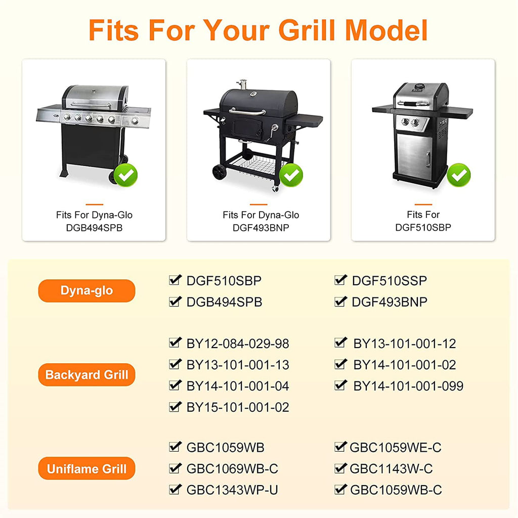 GFTIME 15'' Grill Heat Plates Replacement Parts for Backyard GBC1460W, GBC1461W, BHG, Dynaglo DGF510SBP, DGF510SSP, Phoenix, Montana, Uniflame Grill, BY15-101-001-02, Porcelain Steel, 4-Pack