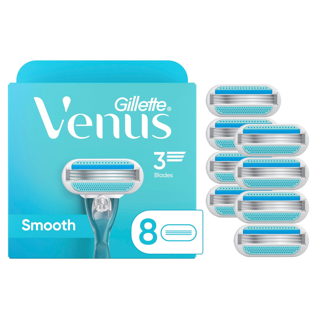 Venus Smooth Women’s Razor Blades, 3-Bladed Razor Refills, 1 Pack (Count of 8)