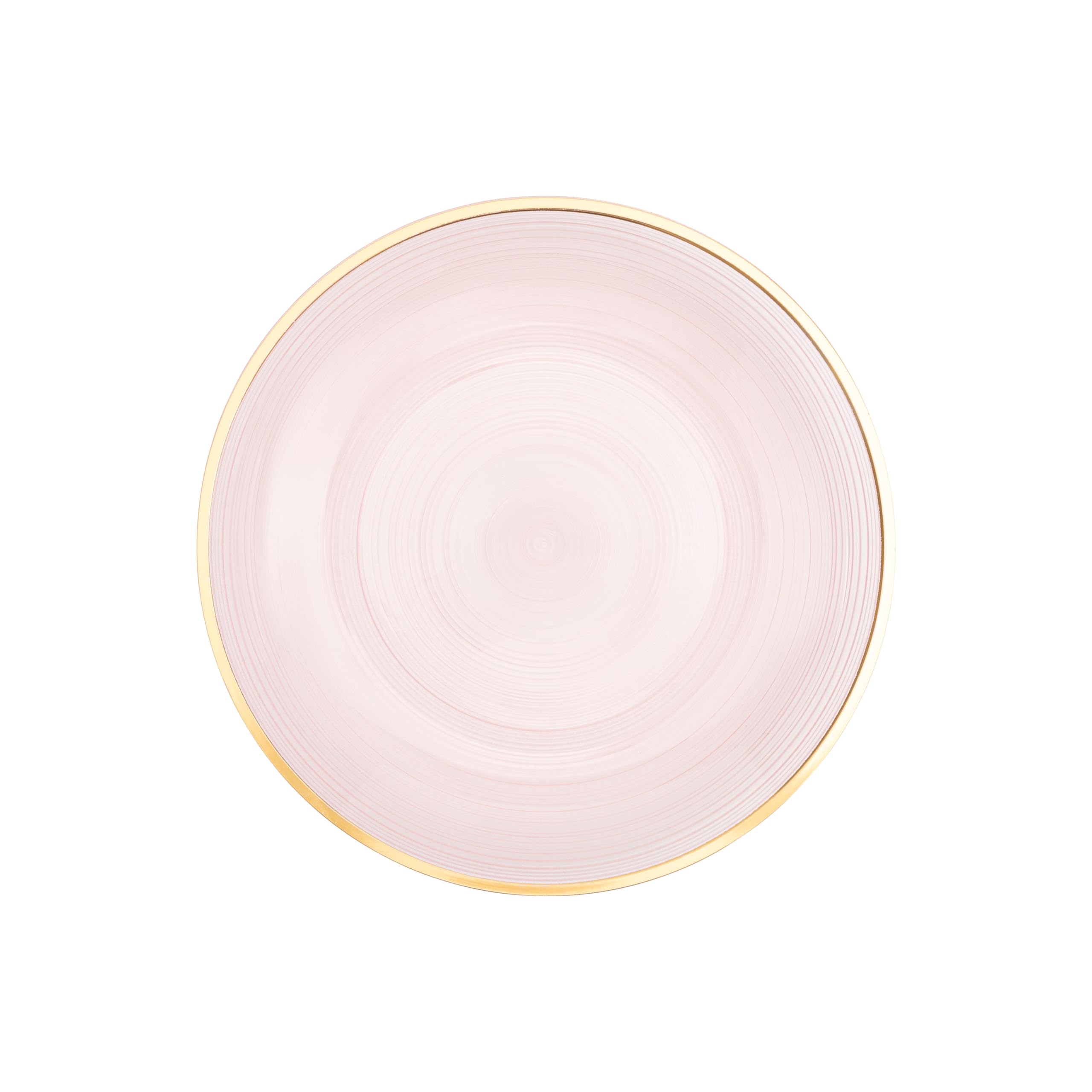 PLASTICPRO 32 Pieces Crystal Design Plastic Plates Combo Pack 7 inch and 10 inch Gold Rim Elegant Disposable Plates, Transparent Pink
