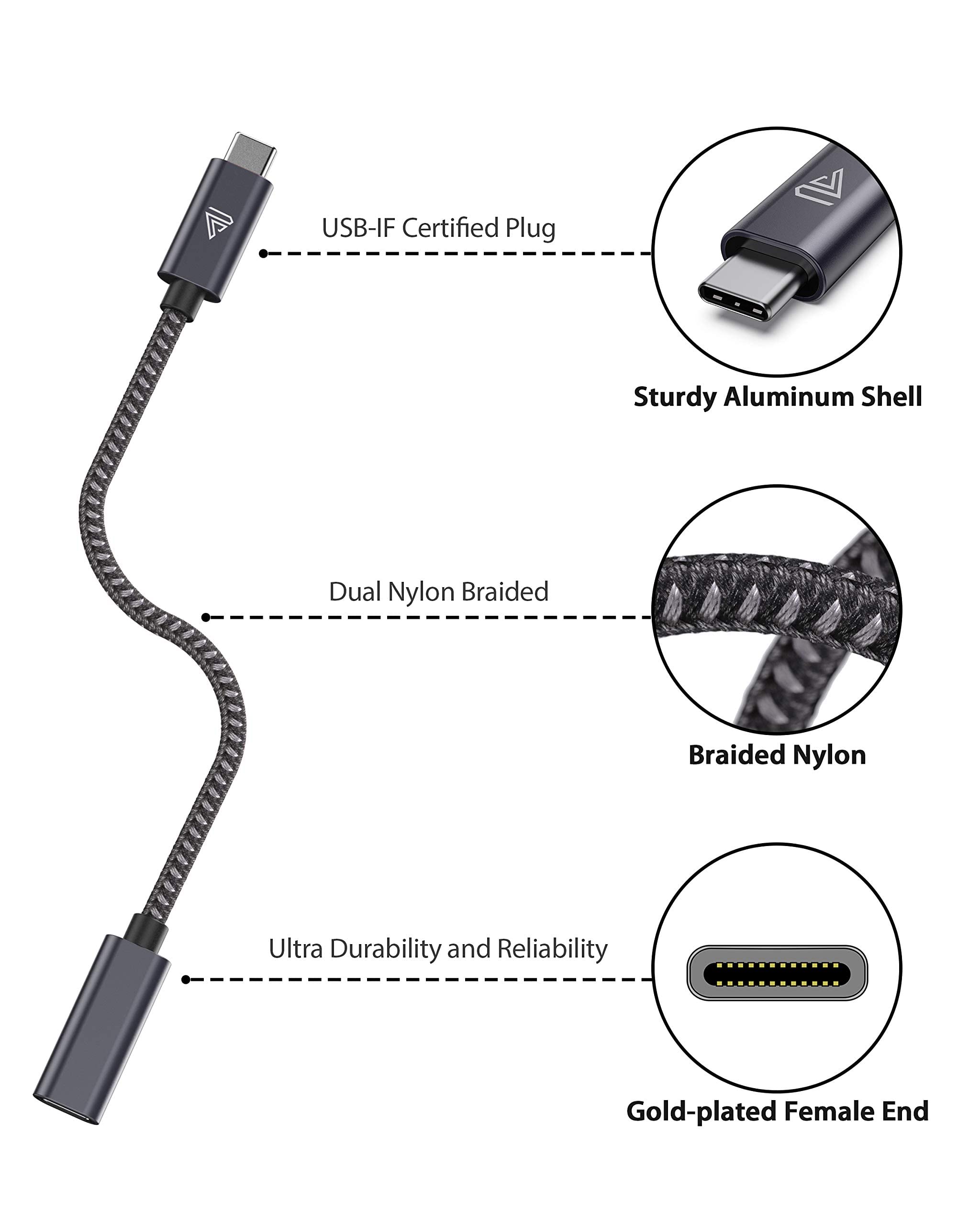 Faracent USB C Extension Cable, (10ft/3m) USB 3.2 Gen 2 Data 4K Video Male to Female Extender for iPhone 16/15, Galaxy S24/S23/S22, MacBook Air/Pro, iPad mini/Pro, Surface, Mag-Safe and More- Grey