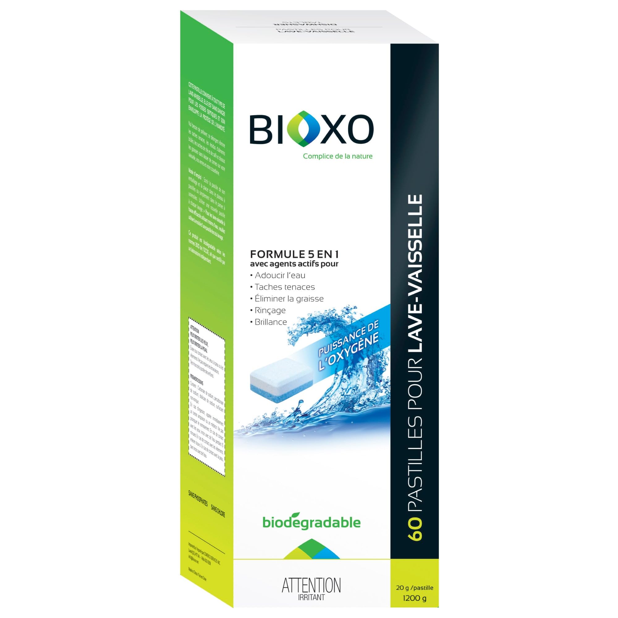 BIOXO Dishwasher Detergent Tablets – 60 Count, 5-in-1 Ultra-Concentrated 20 g Tabs | 25% More Cleaning Power | Phosphate- & Chlorine-Free, Eco-Friendly | Tough Stain Removal & Spot-Free Shine