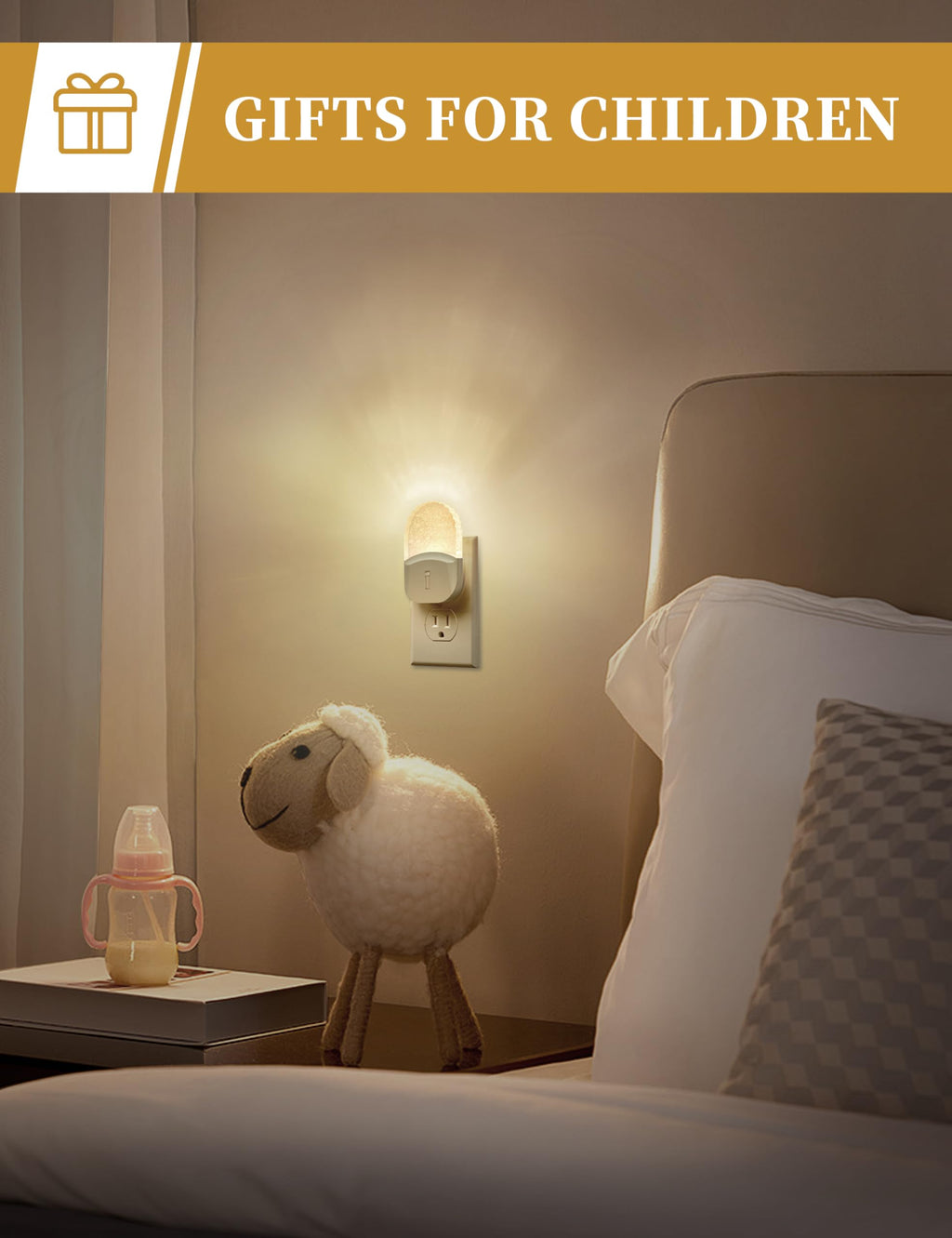 LED Night Light, Baby Night Light [2 Pack], Plug in Night Light with Auto Dusk to Dawn Sensor, Adjustable Brightness Night Light for Kids, Bathroom, Bedroom, Nursery Room, Soft White 3000k