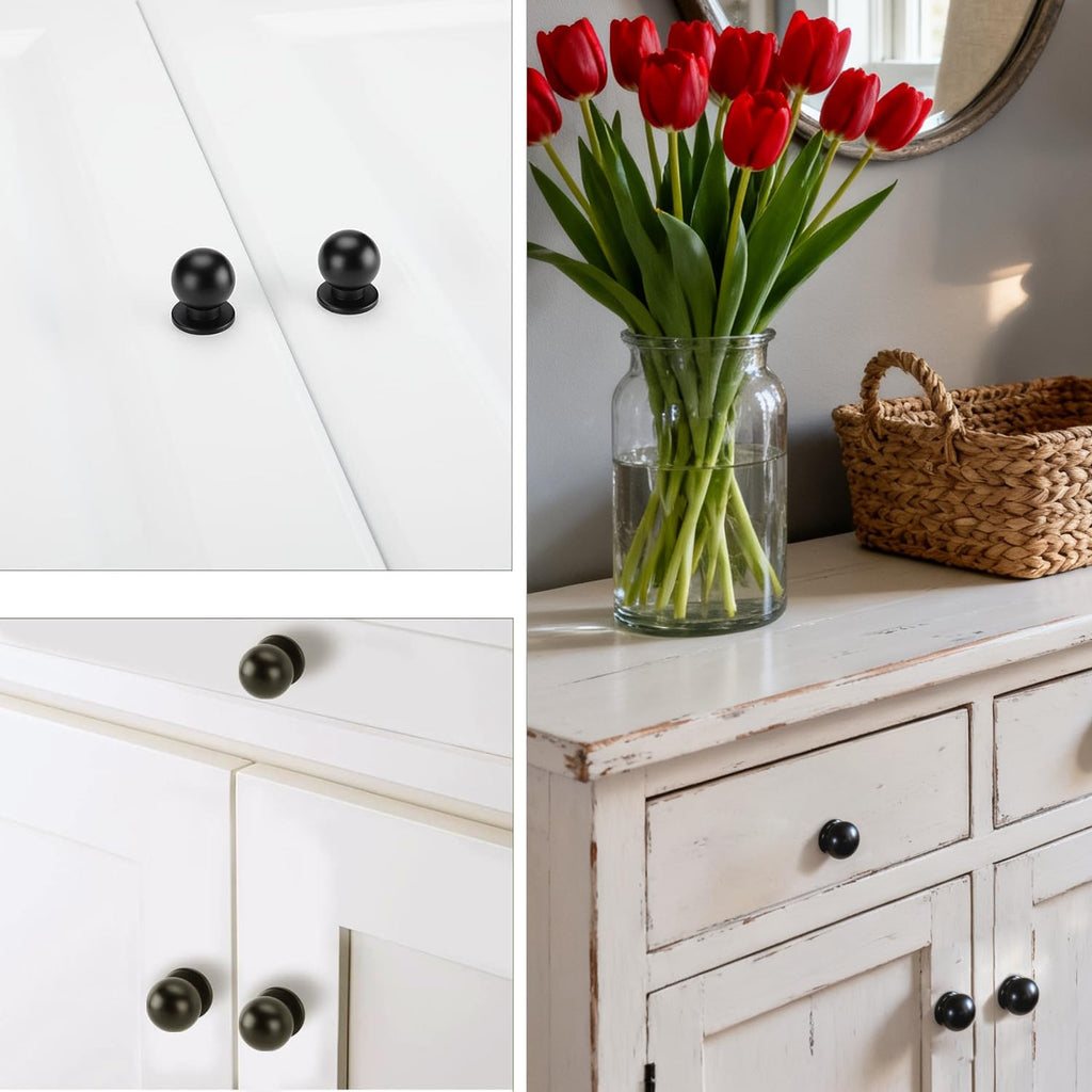 goldenwarm 10 Pack Cabinet Knobs Black Knobs for Cabinet Black Cabinet Knob Dresser/Drawer/Kitchen Cabinet Cupboard Hardware Diameter: 1Inch(25mm)