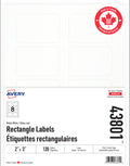 Avery Rectangle 2" x 3", Labels, Laser/Inkjet Printers, Print-to-The-Edge, 120 Labels, Permanent, Rectangle, Matte White, (43801) Made in Canada