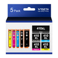 5 Pack 410XL Ink Cartridges Replacement Remanufactured for Epson 410 Ink Cartridges 410 410XL T410 Ink for Expression Home XP-830, XP-640, XP-530, XP-630, XP-635, XP-7100 Printer