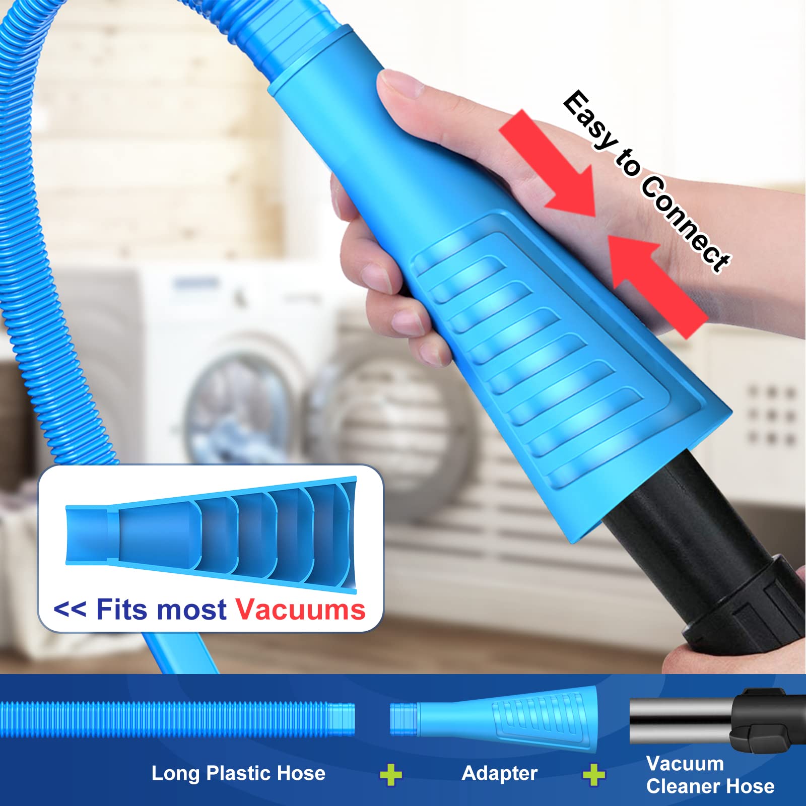 Sealegend 2 Pieces Dryer Vent Cleaning Kit, Flexible Lint Vacuum Hose Attachment and Lint Brush Lint Remover Power Washer, Blue