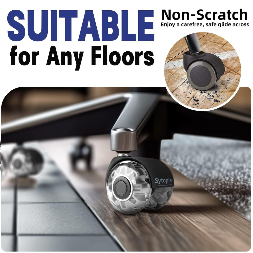Office Chair Wheels – 2 Inch Heavy Duty Caster Wheels Replacement for Carpet & Hardwood Floors, Roulette Chaise Bureau Smooth & Quiet Replacement, Universal Fit 11x22mm, Set of 5 Grey