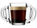 Godinger Coffee Mugs, Italian Made Glass Coffee Mug with Handle, Hot Beverage Tea Cups, Glass Cups, Drinking Glasses - 10oz., Set of 4