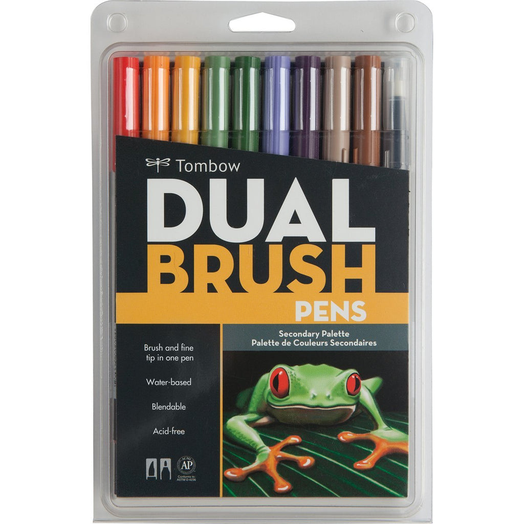 Tombow Dual Brush Pen Set, 10-Pack, Secondary Colors (56168)