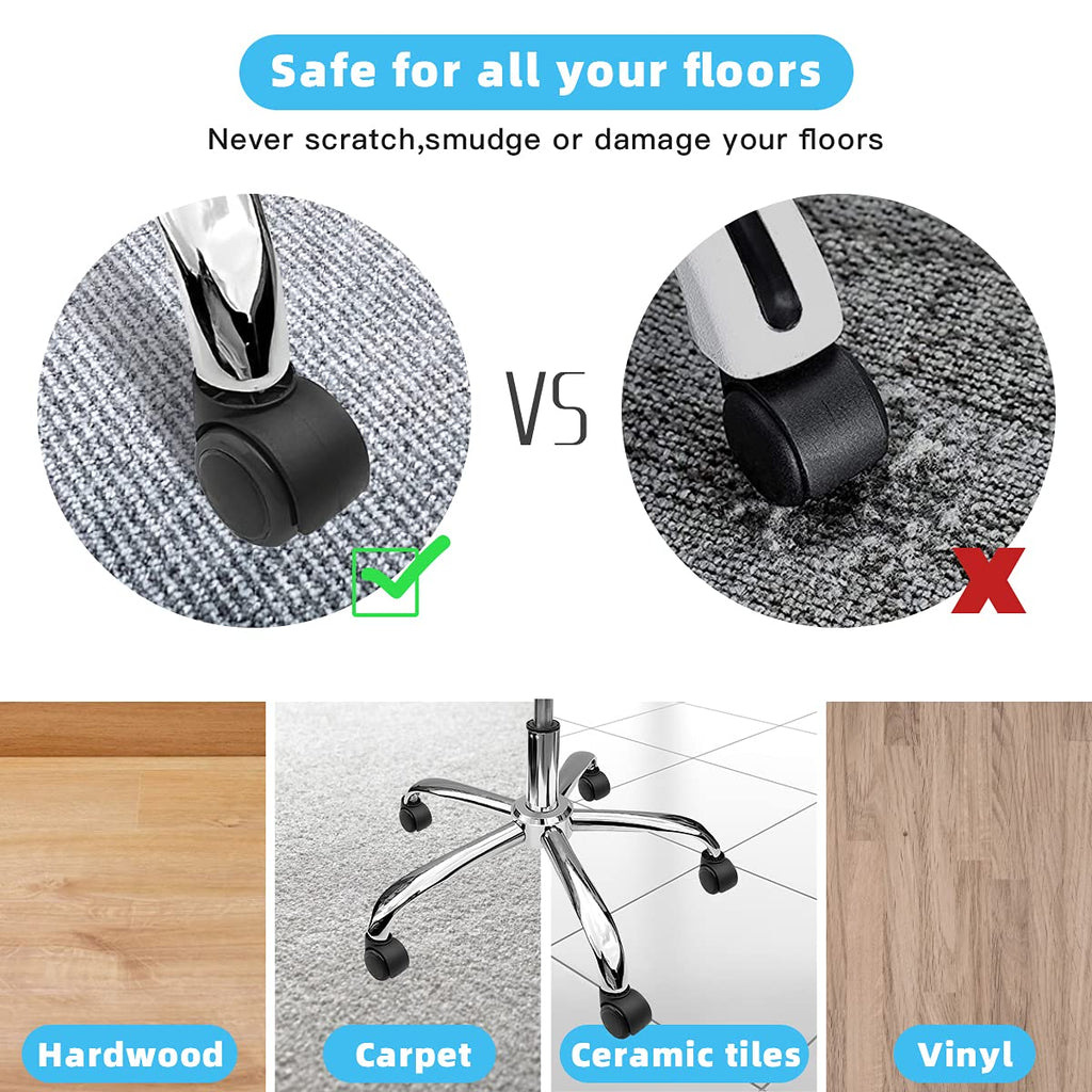 Office Chair Caster Wheels Replacement(Set of 5) for Hardwood Floors and Carpet- Heavy Duty Caster Support up to 1000bls, Office Rubber Chair Wheels,2 inch,Universal Size (Black)