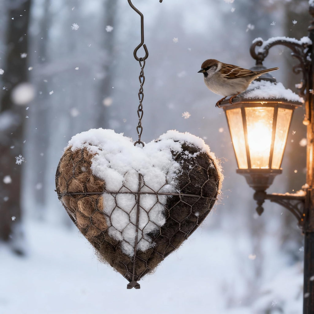 Handmade Alpaca Fiber Bird Nesting Heart-Refillable Outdoor Yard Art & Natural Nesting Material Holder for Wild Birds,Hummingbirds - Garden Decor Gift for Bird Lovers