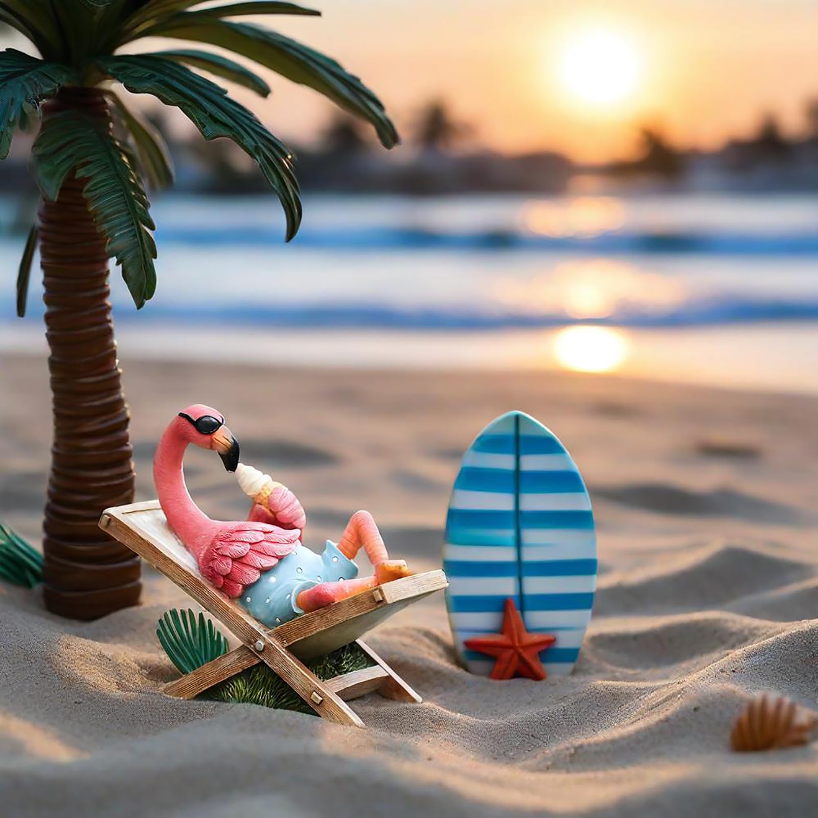 MUAMAX Flamingo Garden Statues Flamingo Figurine Tabletop Flamingo Decor Art Summer Tropical Coastal Ourdoor Decoration Flamingos Gifts for Women Grandma Friends Lawn Housewarming Gifts