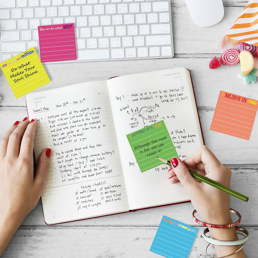 Wonninek 24 Pcs Employee Appreciation Sticky Notes 3'' x 3'' Motivational Self-Stick Memo Note Pads Appreciation Gifts Sticky Memo Pad for Coworker Nurse Office Teacher Friends Colleagues Partners