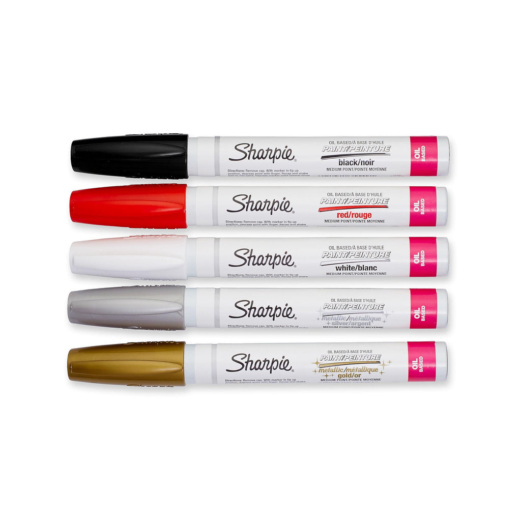 Sharpie Oil-Based Paint Markers, Medium Point, Assorted Colours, 5 Count