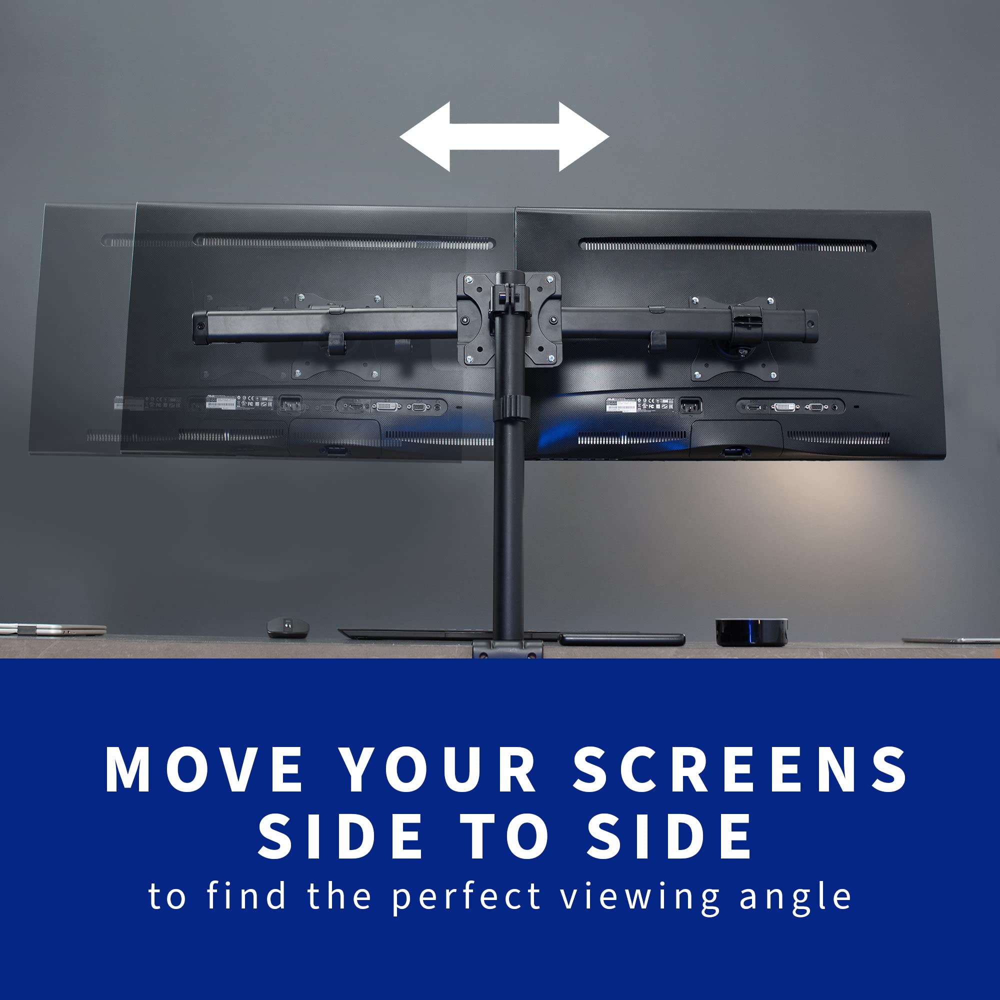 Dual VESA Bracket Adapter Horizontal Assembly Mount, 2 Monitor Screens up to 27"