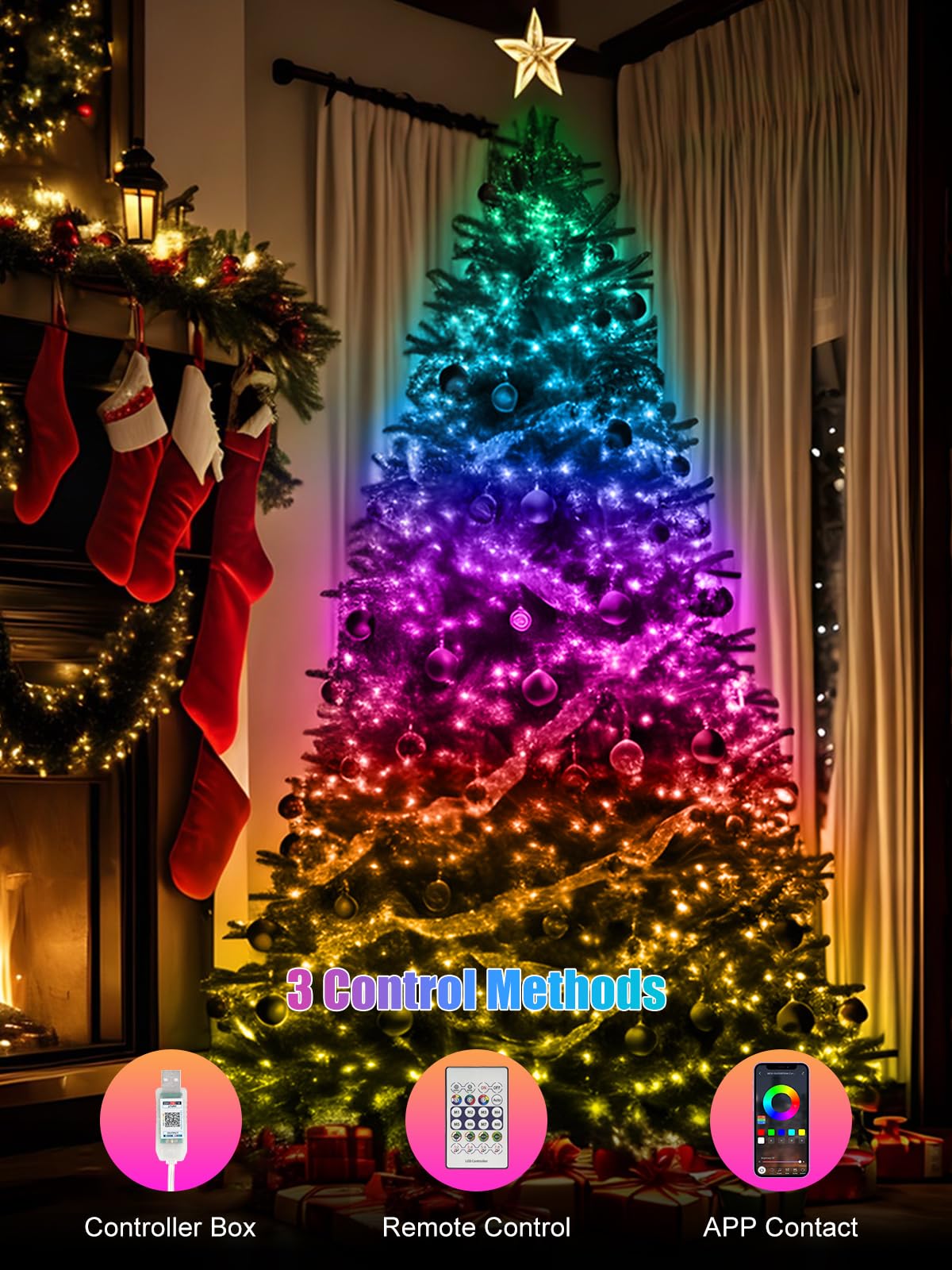 Electight Fairy Lights, 20M RGB Color Changing String Lights, Ultra Long, Anti-Winding Twinkle Lights 99+Modes, Music Sync, Timer, App & Remote Control, for Bedroom, Patio, Home Decor - 20M/66FT