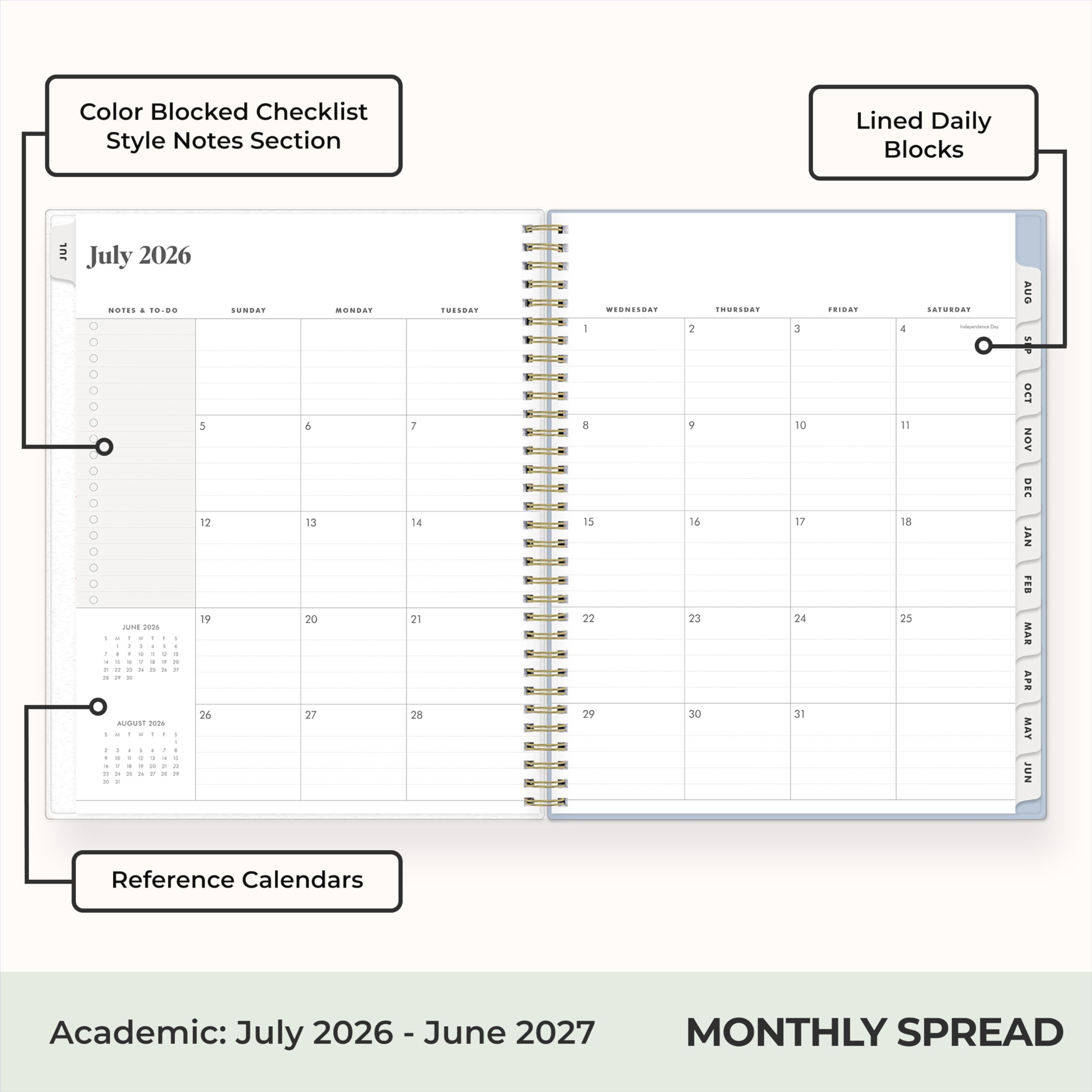 Blue Sky The Everygirl Weekly and Monthly Academic Year Planner Calendar, Flexible Cover, Wirebound, Laminated Tabs, Storage Pocket, Includes Stickers, Stratford Coastal (Stratford Coastal- 2026/2027