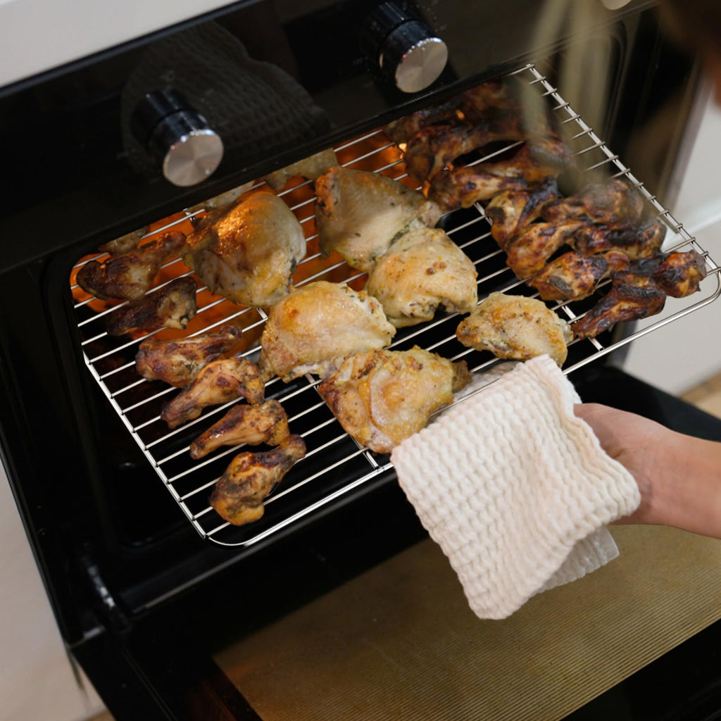 P&P CHEF Cooling Rack Set for Baking Cooking Roasting Oven Use, 4-Piece Stainless Steel Grill Racks, Fit Various Size Cookie Sheets - Oven & Dishwasher Safe