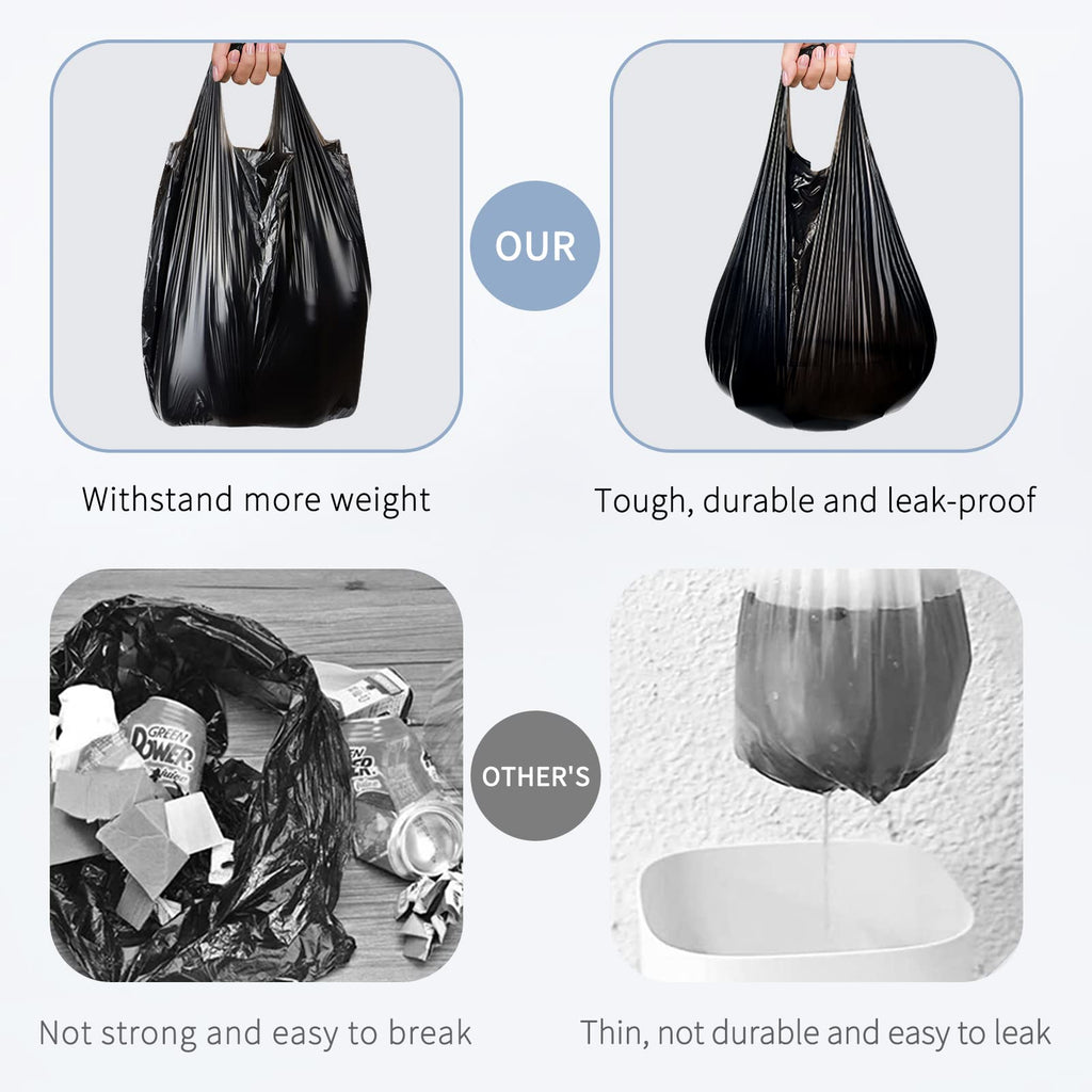 Homelove Trash Bags Garbage Bag, [100 Bags] Plastic Kitchen Barbage Bags Strong Tough Durable Kitchen Bin Bags for Bathroom Bedroom Office (5rolls x 20bags), Black