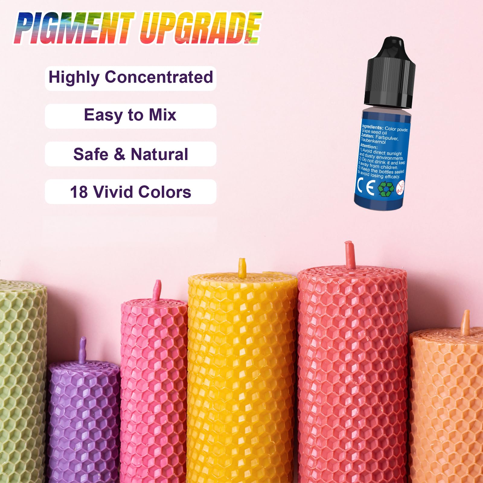 FansArriche Candle Dye - 18 Colors Oil-Based Liquid Candle Dye for Candle Wax, Highly Concentrated Candle Color for DIY Candle Making