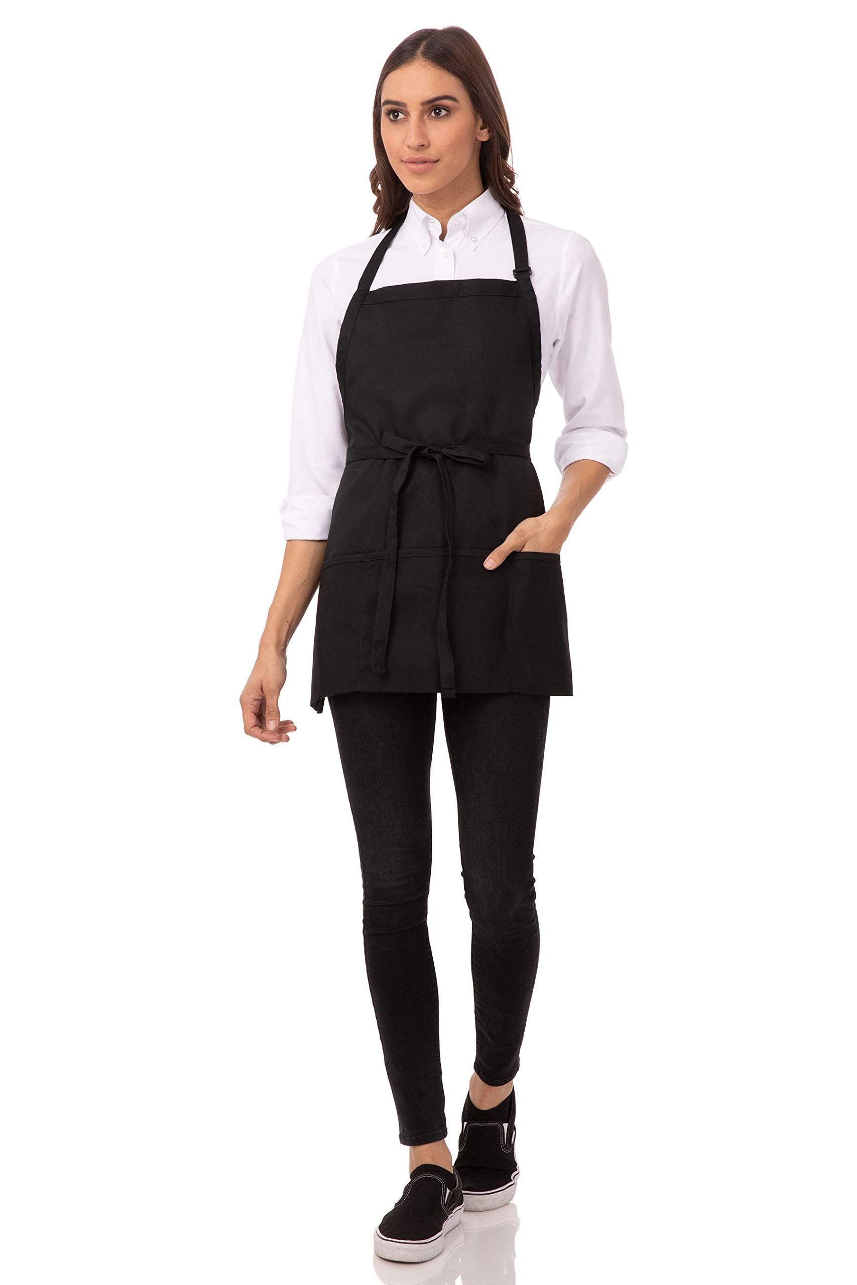 Chef Works Unisex Three Pocket Apron, Black, One Size