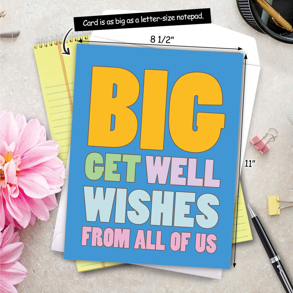 NobleWorks - Funny Group Get Well Card (8.5 x 11 Inch) - Jumbo Feel Better Soon from All of Us, Hospital, Sick - Big Get Well Wishes J2721GWG-US