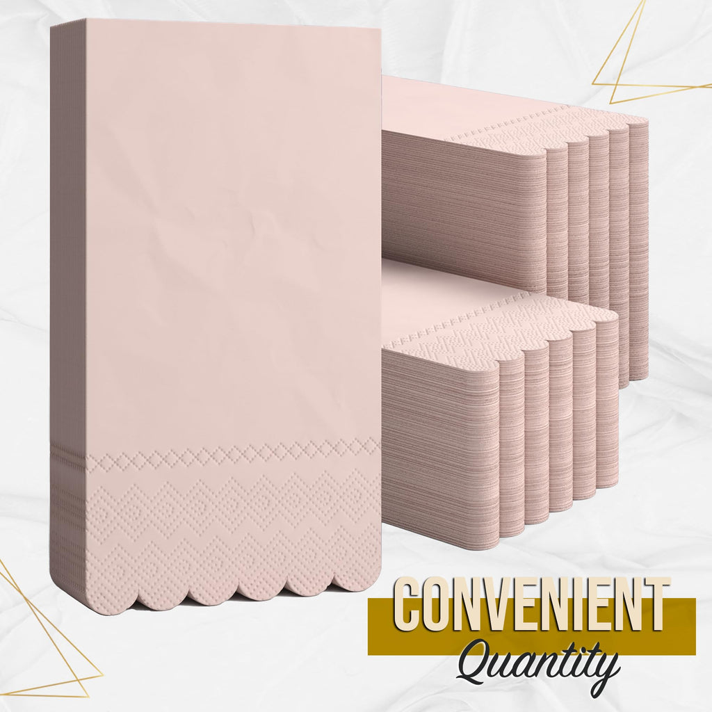 Party Solids Peach Scalloped Napkins Disposable 100 Pcs 3-Ply Peach Scalloped Dinner Napkins Disposable Decorative for Dinners & Parties, Paper Guest Towels for Bathroom & Party Supplies
